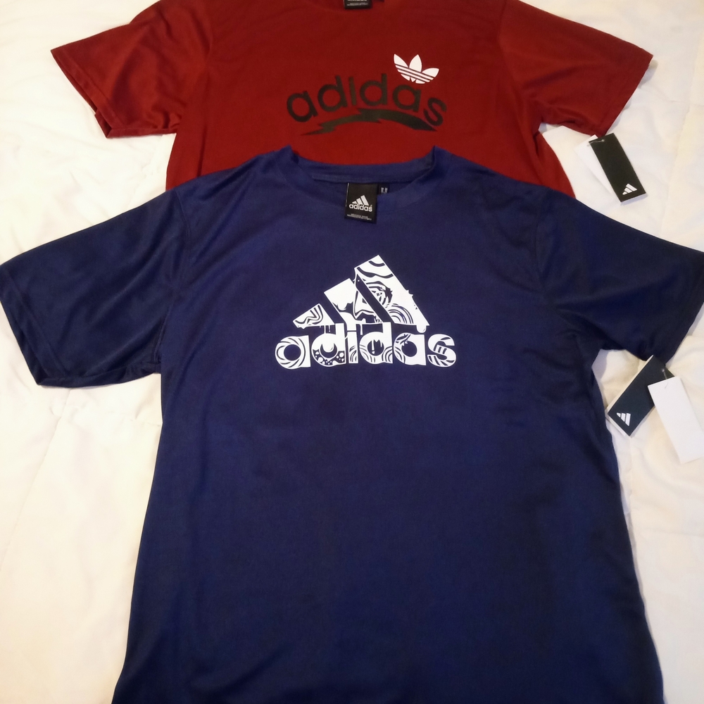 Adidas Red and Blue Graphic T-Shirts